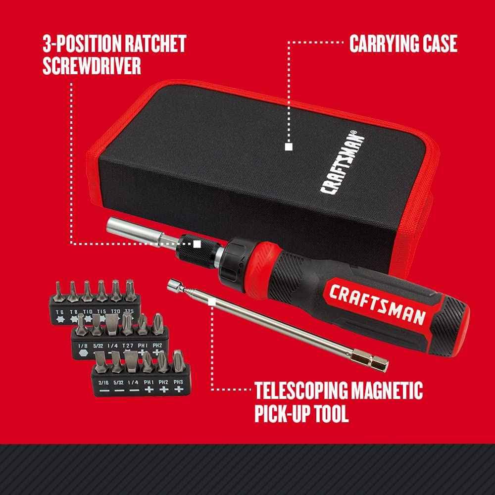 CRAFTSMAN Ratcheting Screwdriver, Multibit Set, 26-Piece (CMHT68001) - Track Minded HPDE, LLC