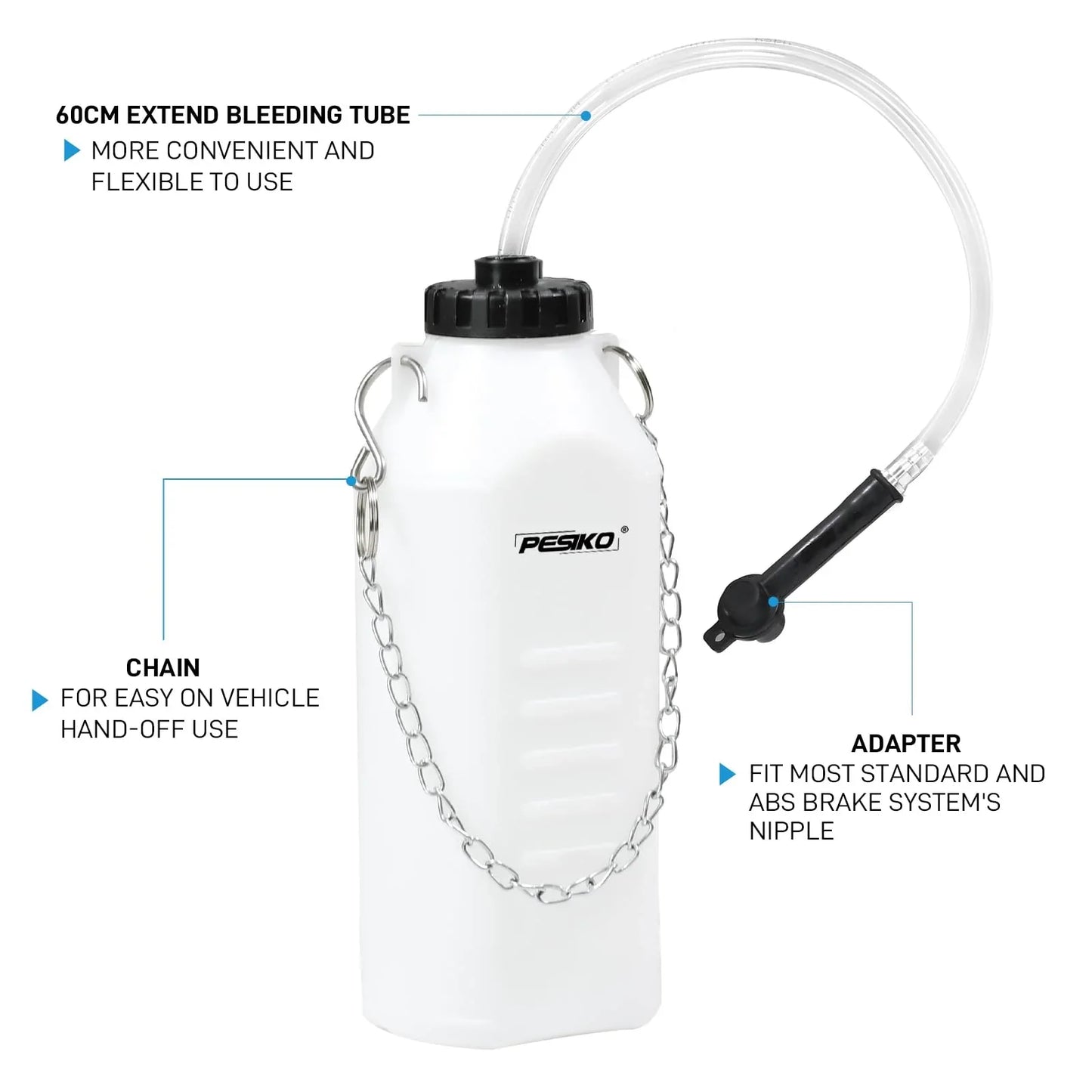 PESIKO 1L Brake Bleeder Bottle One Person, Brake Fluid Bleeding kit with 24 inch Tube and Rubber Connector for Collect Brake Fluid - Track Minded HPDE, LLC