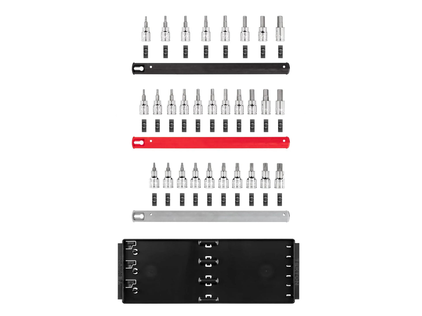 TEKTON 3/8 Inch Drive Hex and Torx Bit Socket Set with Rails and Tray, 31-Piece (1/8-3/8 in., 3-10 mm, T10-T60) | SHB91203 - Track Minded HPDE, LLC