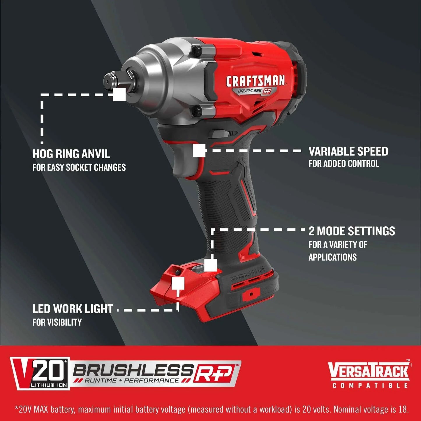 CRAFTSMAN V20 Cordless Impact Wrench, 1/2 inch, Bare Tool Only (CMCF921B) - Track Minded HPDE, LLC