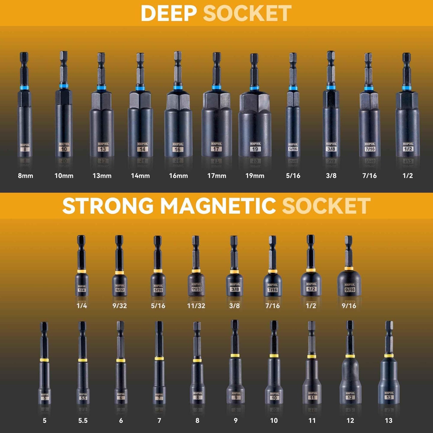 Impact Magnetic Nut Driver Set, 55PCS Impact Driver Bit Set, Deep Magnetic Nut Driver Set, Impact Socket Adapters, Wing Nut Driver, Bit Extension, 1/4'' Quick Change, Storage Box - Track Minded HPDE, LLC