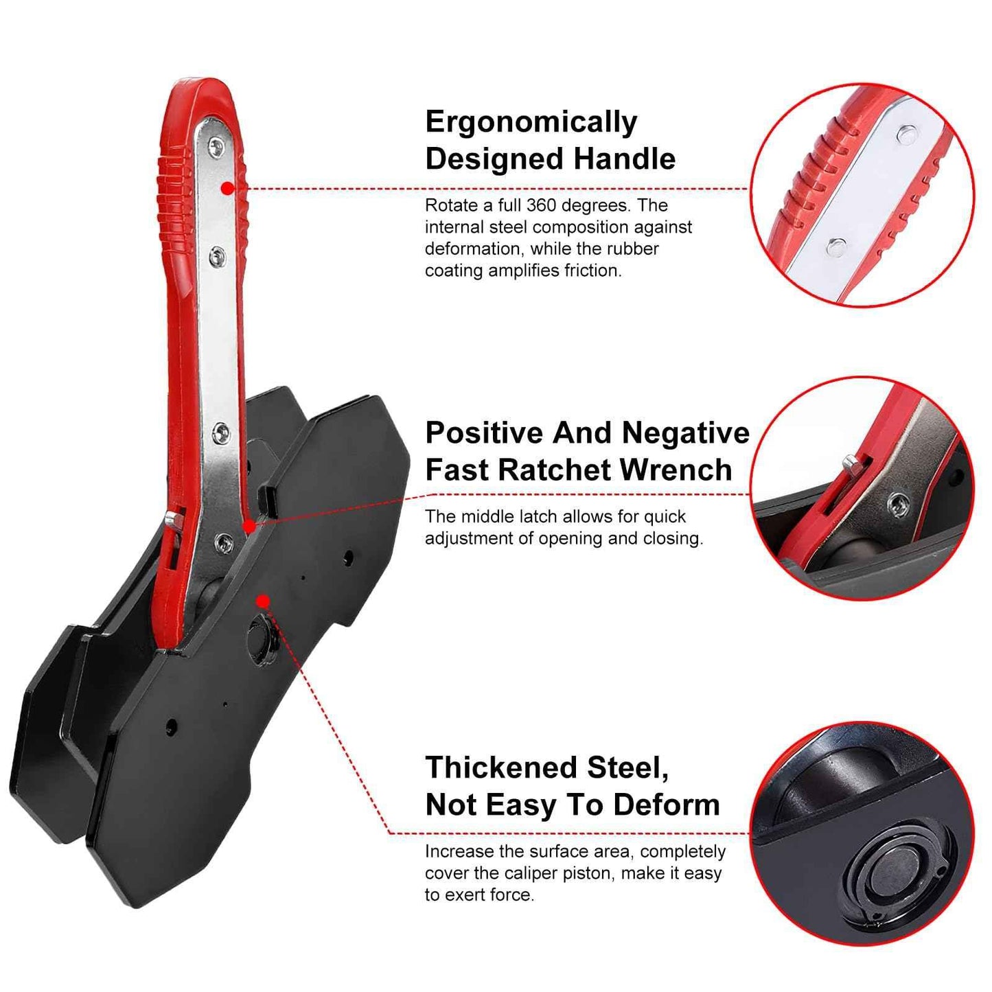 Brake Caliper Compression Tool with 2 Brake Caliper Hooks, 2 Brake Disc Lubricant, 5 in 1 Professional Caliper Piston Compressor Tool Brake Pad Spreader for Single/Twin/Quad Piston Calipers, extended - Track Minded HPDE, LLC