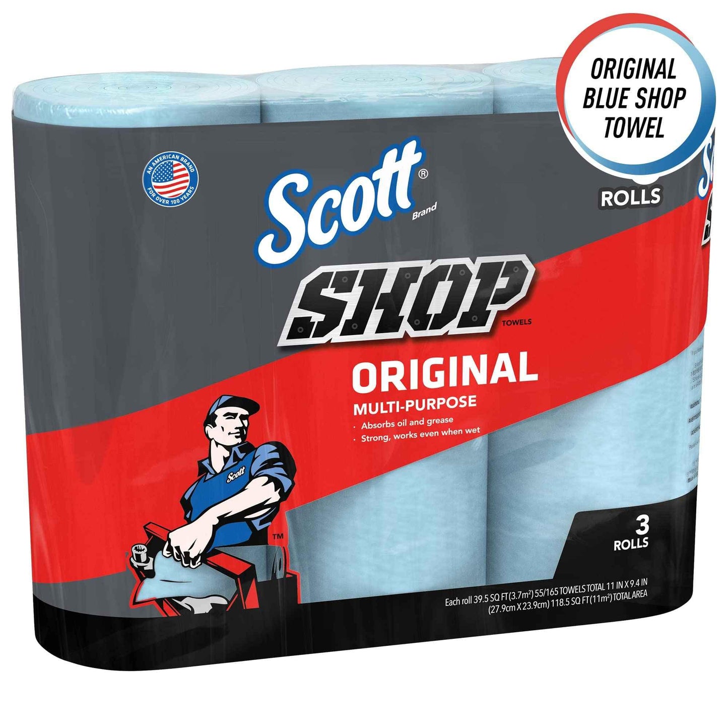 Scott Shop Towels Original (75143), Blue Towel, 9.4'x11' Wipe (30 Rolls of 55 Sheets, 10 Packs/Case, 1,650 Sheet Total) - Track Minded HPDE, LLC