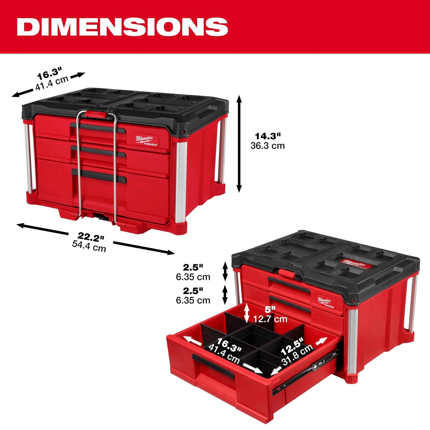 Milwaukee Packout 3 Drawer Multi-Deep Tool Organizer Box - 48-22-8447 - Track Minded HPDE, LLC