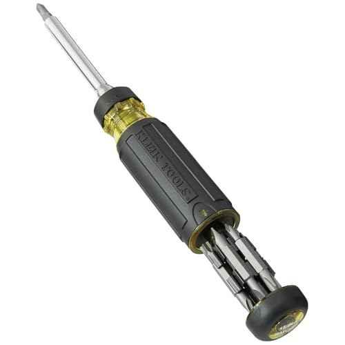 Klein Tools 32305 Multi-bit Ratcheting Screwdriver, 15-in-1 Tool with Phillips, Slotted, Square, Torx and Combo Bits and 1/4-Inch Nut Driver - Track Minded HPDE, LLC