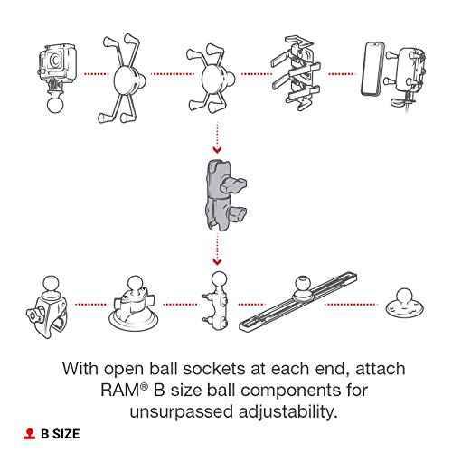 RAM Mounts RAP-B-200-12U Composite Double Socket Swivel Arm Compatible with RAM B Size 1" Ball Components - Track Minded HPDE, LLC