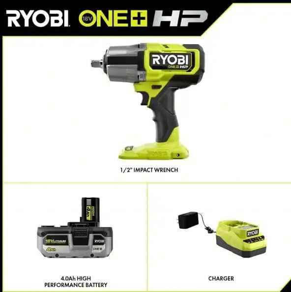 RYOBI ONE+ 18V Brushless Cordless 4-Mode 1/2 in. Impact Wrench Kit with 4.0 Battery and Charger (PBLIW01K1) - Track Minded HPDE, LLC