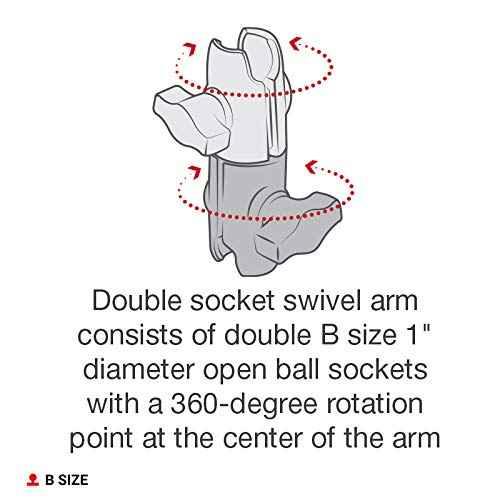 RAM Mounts RAP-B-200-12U Composite Double Socket Swivel Arm Compatible with RAM B Size 1" Ball Components - Track Minded HPDE, LLC