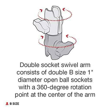 RAM Mounts RAP-B-200-12U Composite Double Socket Swivel Arm Compatible with RAM B Size 1" Ball Components - Track Minded HPDE, LLC