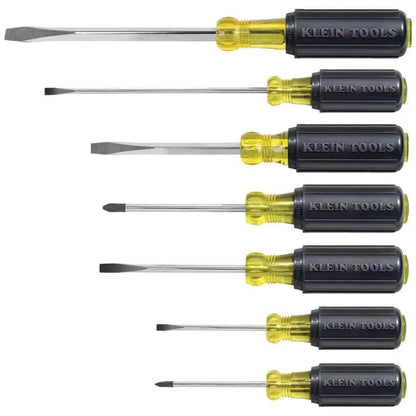 Klein Tools 85076 Screwdriver Set, Made in USA, Slotted and Phillips Screwdrivers with Non-Slip Cushion-Grip Handles and Tip-Ident, 7-Piece - Track Minded HPDE, LLC