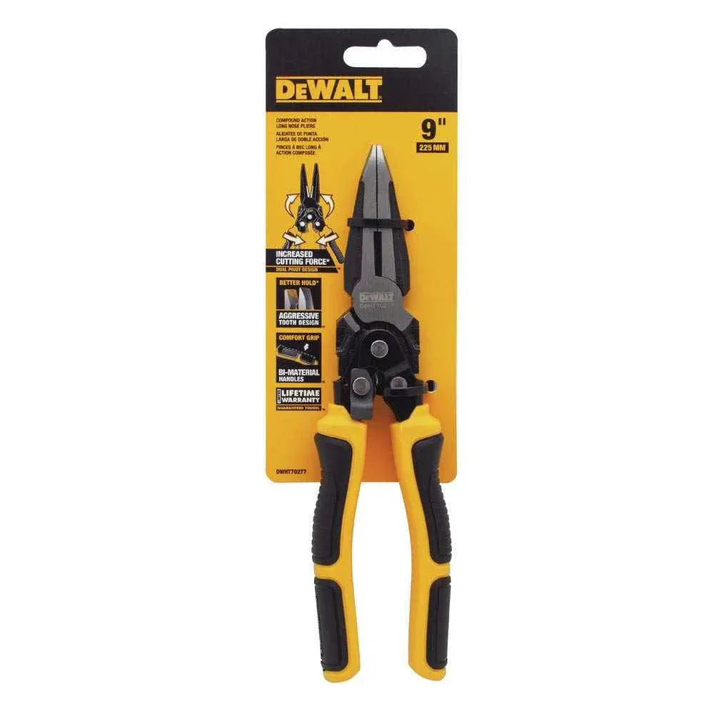 DEWALT DWHT70277 Compound Action Long Nose Pliers 9 Inch , Black - Track Minded HPDE, LLC