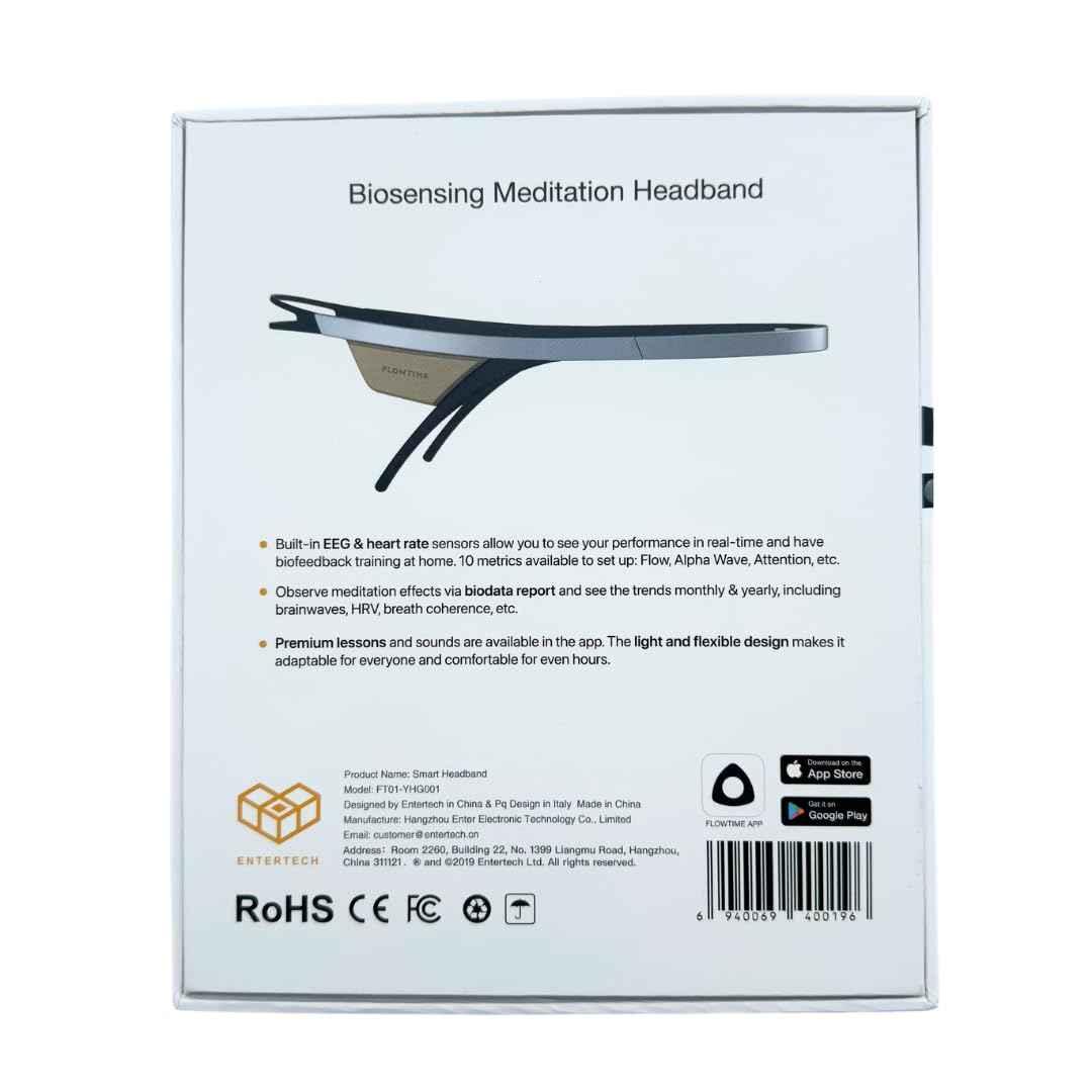Flowtime: Biosensing Meditation Headband - Brain Tracker for Neurofeedback Training at Home - Heart Rate, Breath, HRV, Stress, Flow, Alpha, Theta, Beta, Gamma Wave Breakdowns - Track Minded HPDE, LLC