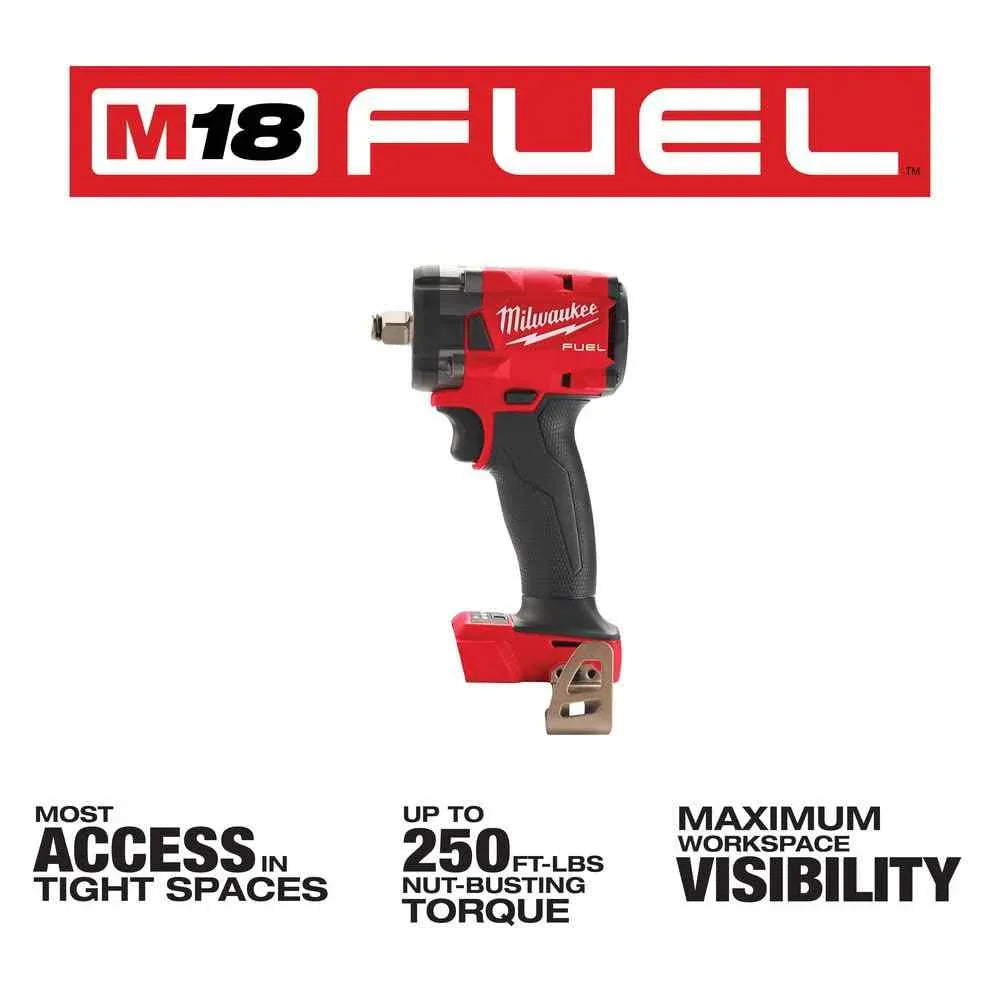 Milwaukee Electric - M18 Fuel 1/2 Compact Impact Wrench W/FRIC Ring - Track Minded HPDE, LLC