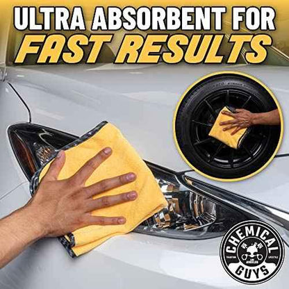 Chemical Guys MIC 506 03 Professional Grade Premium Microfiber Towels, Gold (16 Inch x 16 Inch) (Pack of 3) - Safe for Car Wash, Home Cleaning & Pet Drying Cloths - Track Minded HPDE, LLC