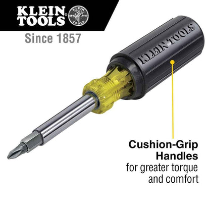 Klein Tools 32500 11-in-1 Screwdriver / Nut Driver Set, 8 Bits (Phillips, Slotted, Torx, Square), 3 Nut Driver Sizes, Cushion Grip Handle - Track Minded HPDE, LLC