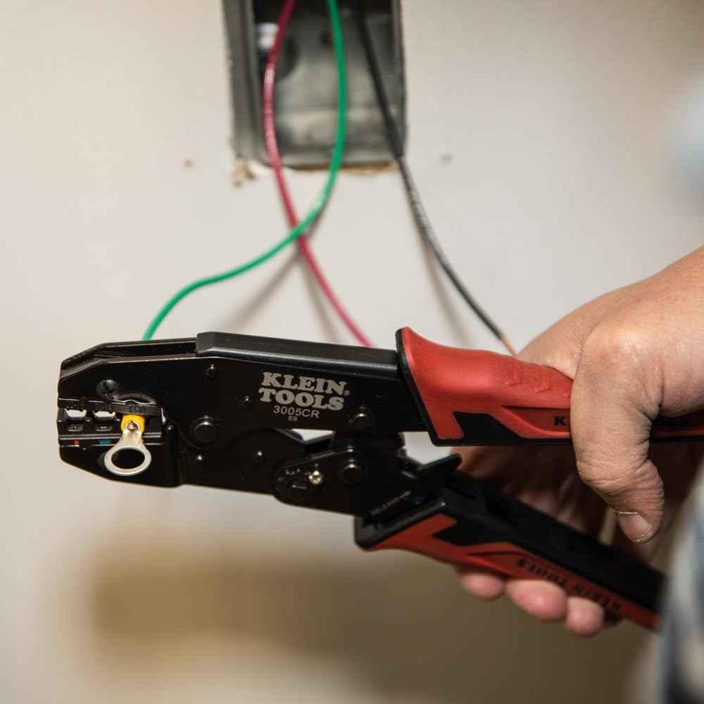 Klein Tools 80013 Wire Stripper / Ratcheting Crimper, Electrical Crimping Tool Kit with Automatic Wire Stripper and Ratcheting Insulated Terminal Crimper, 2-Piece - Track Minded HPDE, LLC