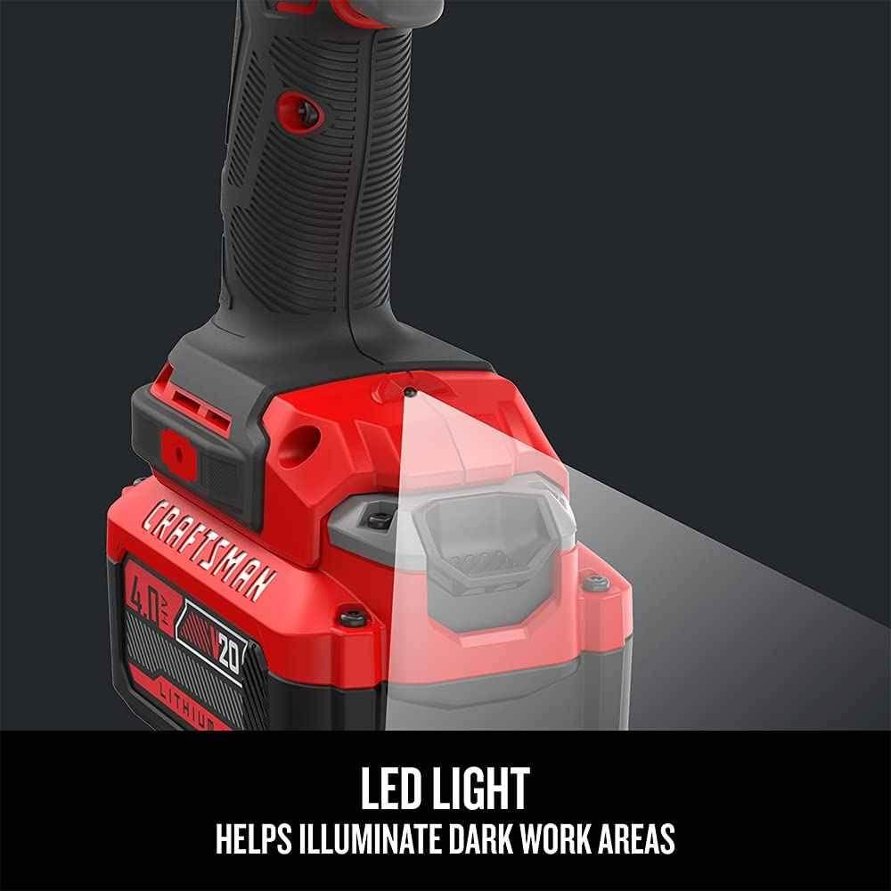 CRAFTSMAN V20 RP 1/2 inch Cordless Impact Wrench Kit, Brushless, 4Ah Battery and Charger Included (CMCF900M1) - Track Minded HPDE, LLC