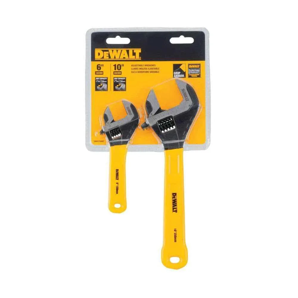 Dewalt DWHT75497 2 Pc. Dip Grip Adjustable Wrench, Yellow - Track Minded HPDE, LLC
