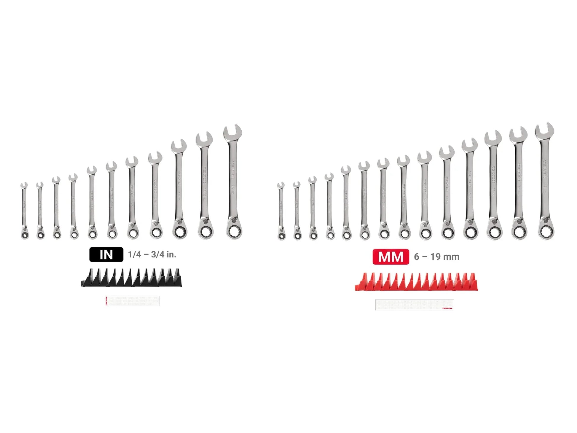 TEKTON Reversible 12-Point Ratcheting Combination Wrench Set with Modular Organizers, 25-Piece (1/4-3/4 in., 6-19 mm) | WRC94304 - Track Minded HPDE, LLC