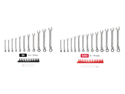 TEKTON Reversible 12-Point Ratcheting Combination Wrench Set with Modular Organizers, 25-Piece (1/4-3/4 in., 6-19 mm) | WRC94304 - Track Minded HPDE, LLC