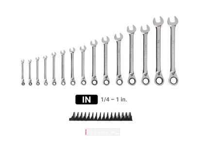 TEKTON Reversible 12-Point Ratcheting Combination Wrench Set with Modular Organizers, 15-Piece (1/4-1 in.) | WRC94301 - Track Minded HPDE, LLC