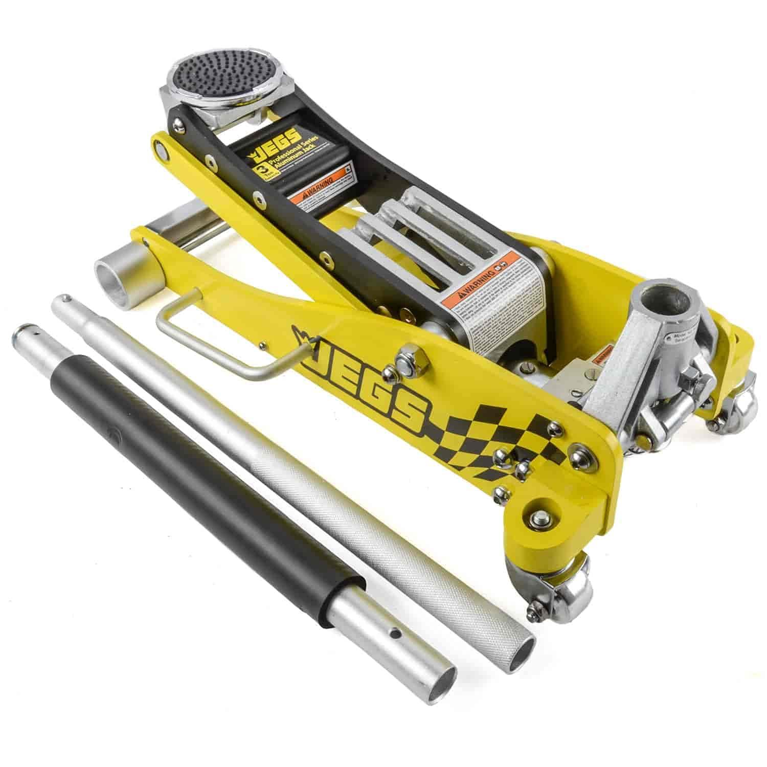 JEGS Professional Low-Profile 3-Ton Aluminum Floor Jack | 3 ½ Inch Minimum Saddle Height | Lightweight Construction | 360 Degree Rotating Saddle - Track Minded HPDE, LLC