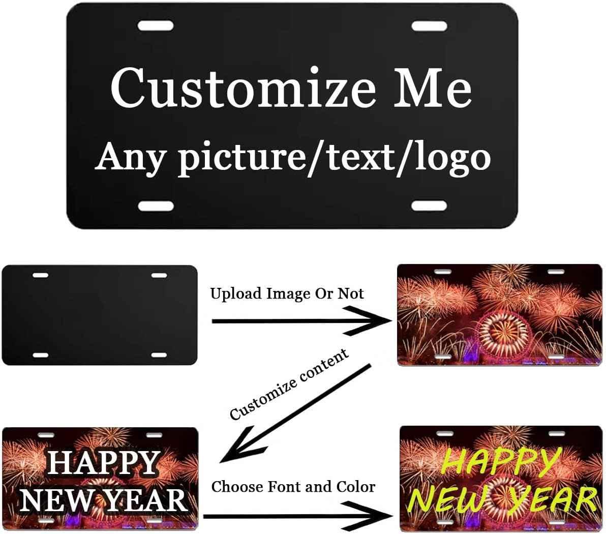 Custom License Plate for Front of Car, Personalized Number Plate Customized Your Text Image Photo Logo, Suitable for Truck Car Door Plate Bar Cafe Auto Accessories (6X12 Inch) - Track Minded HPDE, LLC
