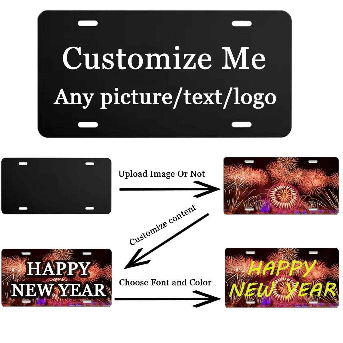 Custom License Plate for Front of Car, Personalized Number Plate Customized Your Text Image Photo Logo, Suitable for Truck Car Door Plate Bar Cafe Auto Accessories (6X12 Inch) - Track Minded HPDE, LLC