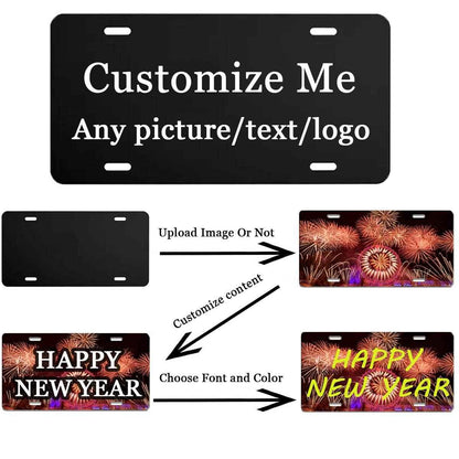 Custom License Plate for Front of Car, Personalized Number Plate Customized Your Text Image Photo Logo, Suitable for Truck Car Door Plate Bar Cafe Auto Accessories (6X12 Inch) - Track Minded HPDE, LLC