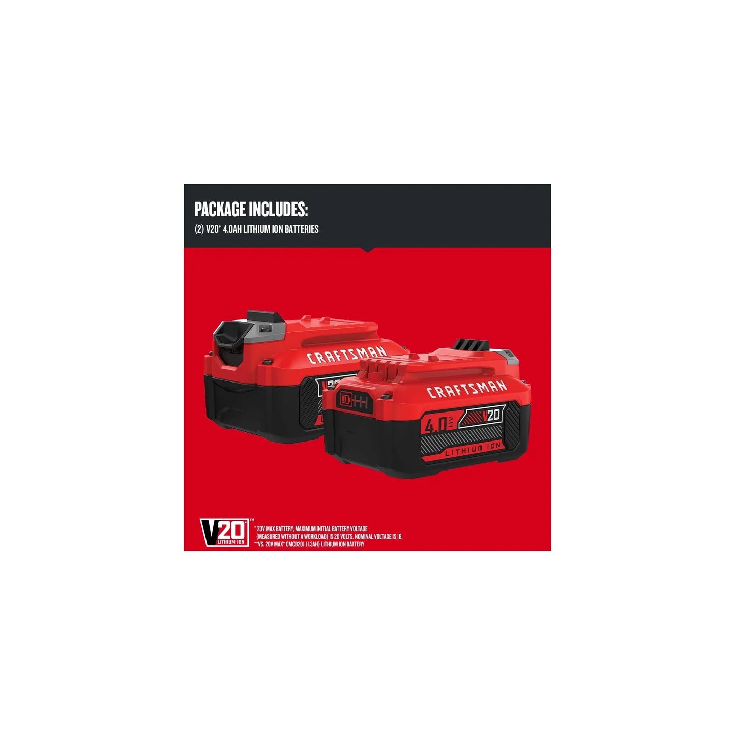 CRAFTSMAN V20 Battery and Charger, for Power Tool Kits and Outdoor Tools, 4.0 Ah, Lithium Ion Battery (CMCB204-CK) - Track Minded HPDE, LLC