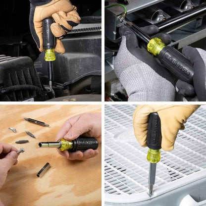 Klein Tools 32500 11-in-1 Screwdriver / Nut Driver Set, 8 Bits (Phillips, Slotted, Torx, Square), 3 Nut Driver Sizes, Cushion Grip Handle - Track Minded HPDE, LLC