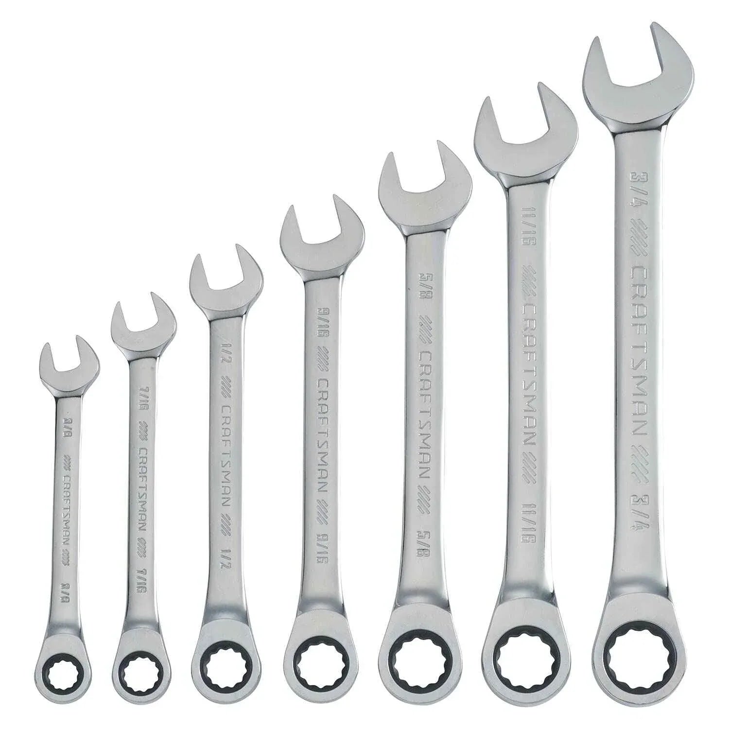 CRAFTSMAN 7-Piece Combination Ratcheting Wrench Set, 12-Point Standard SAE (CMMT87020) - Track Minded HPDE, LLC