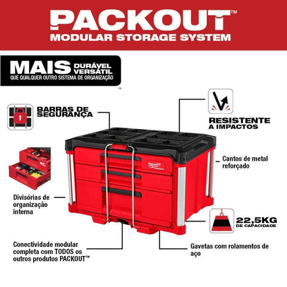 Milwaukee Packout 3 Drawer Multi-Deep Tool Organizer Box - 48-22-8447 - Track Minded HPDE, LLC