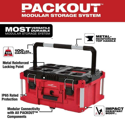 Milwaukee 48-22-8425 100-Pound Capacity Polymer Packout Large Tool Box Length 22.1 in. Width 16.1 in.Height 11.3 in. - Track Minded HPDE, LLC