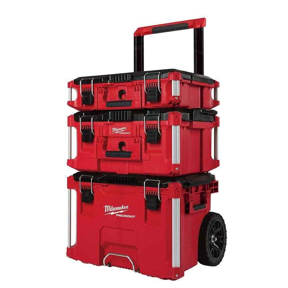 Milwaukee Packout Rolling Modular Stackable Tool Box Storage System, Red - Track Minded HPDE, LLC