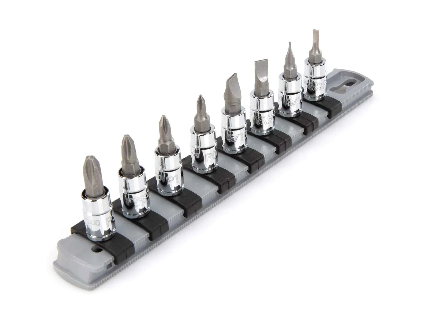 TEKTON 1/4 Inch Drive Phillips/Slotted Bit Socket Set with Rail, 8-Piece (#0-#3, 1/8-5/16 in.) | SHB90104 - Track Minded HPDE, LLC