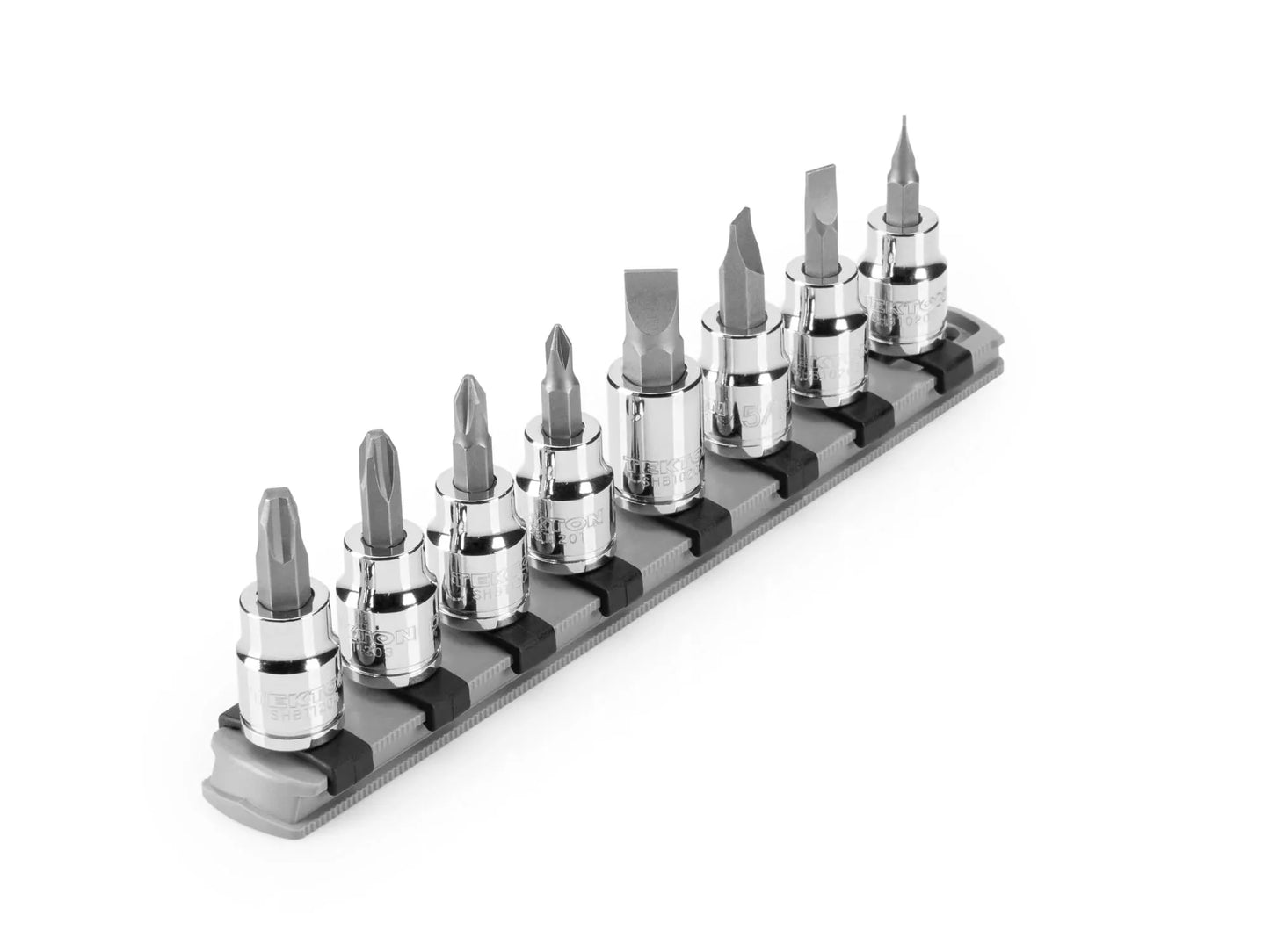 TEKTON 3/8 Inch Drive Phillips/Slotted Bit Socket Set with Rail, 8-Piece (#1-#4, 3/16-3/8 in.) | SHB91109 - Track Minded HPDE, LLC