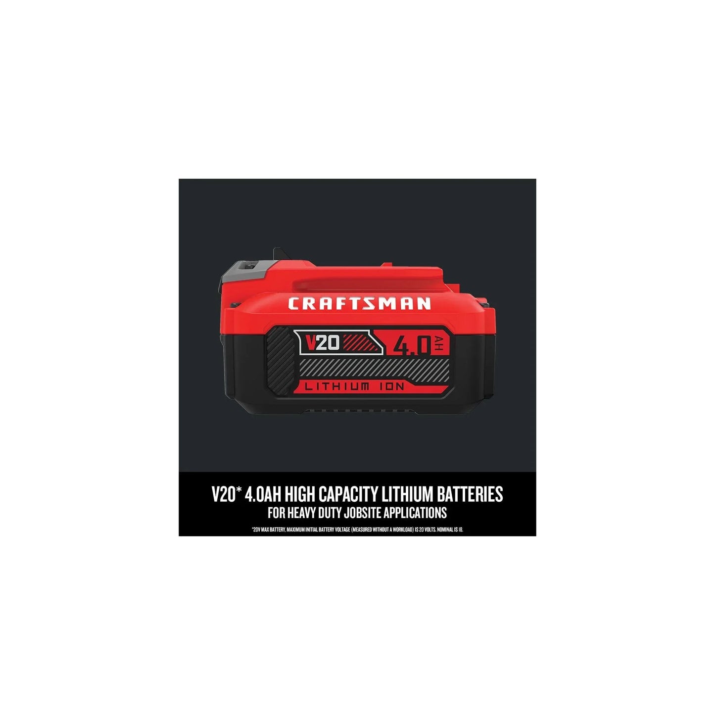 CRAFTSMAN V20 Battery and Charger, for Power Tool Kits and Outdoor Tools, 4.0 Ah, Lithium Ion Battery (CMCB204-CK) - Track Minded HPDE, LLC