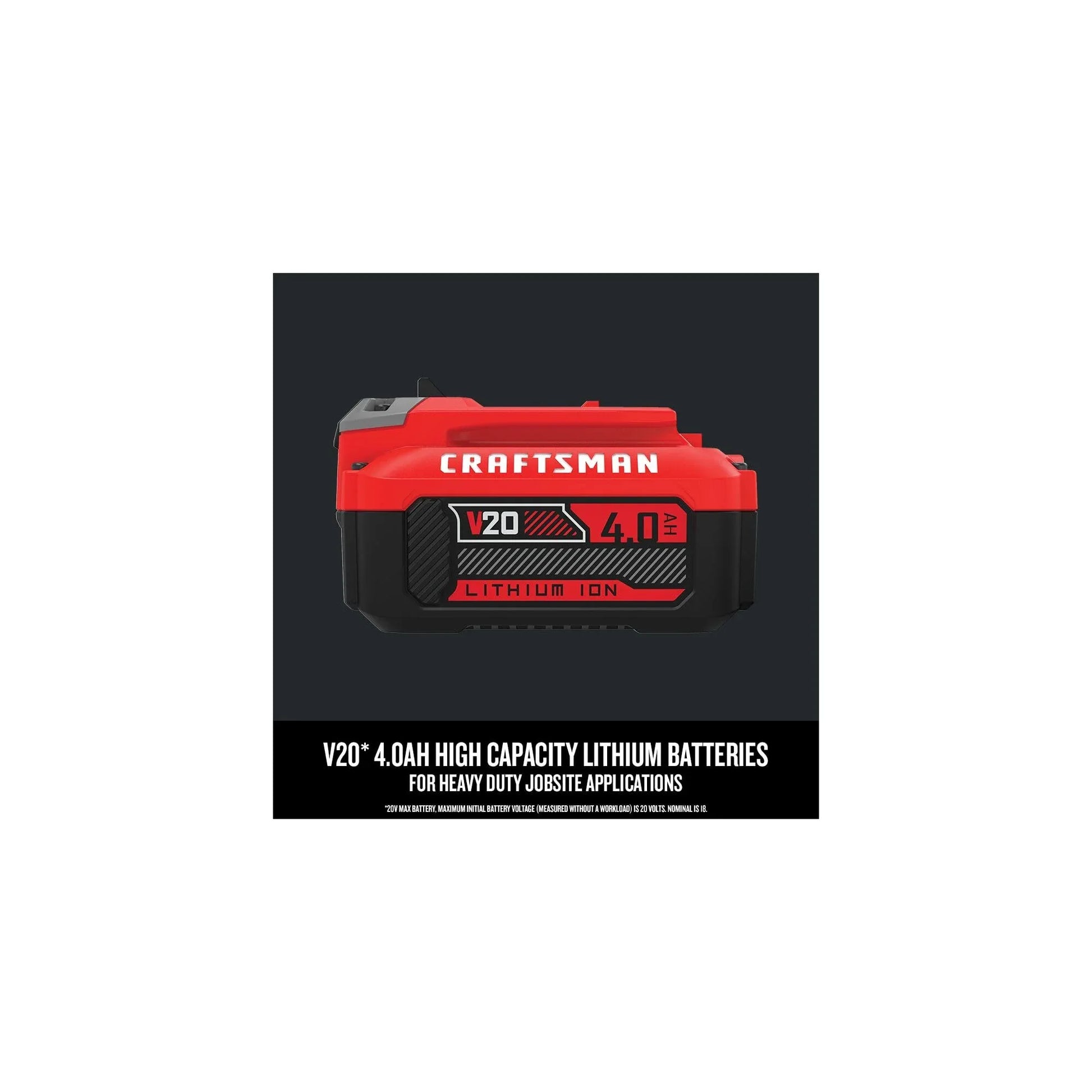 CRAFTSMAN V20 Battery and Charger, for Power Tool Kits and Outdoor Tools, 4.0 Ah, Lithium Ion Battery (CMCB204-CK) - Track Minded HPDE, LLC