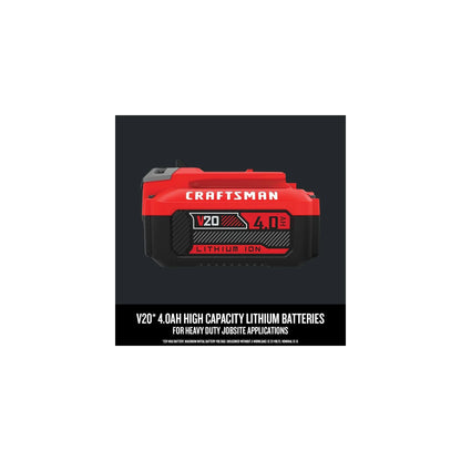 CRAFTSMAN V20 Battery and Charger, for Power Tool Kits and Outdoor Tools, 4.0 Ah, Lithium Ion Battery (CMCB204-CK) - Track Minded HPDE, LLC