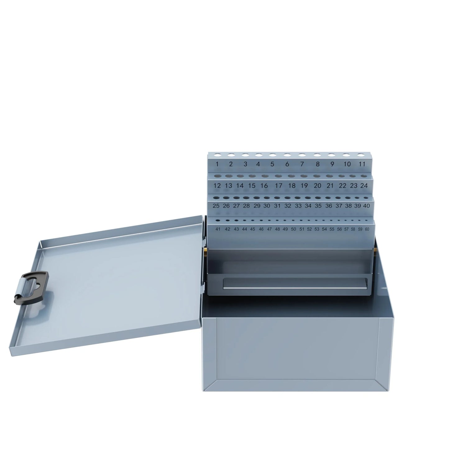 60PCS Number Size Drill Bit Index Box, Empty Metal Case (Excluding Drill Bits), #1-60 - Track Minded HPDE, LLC