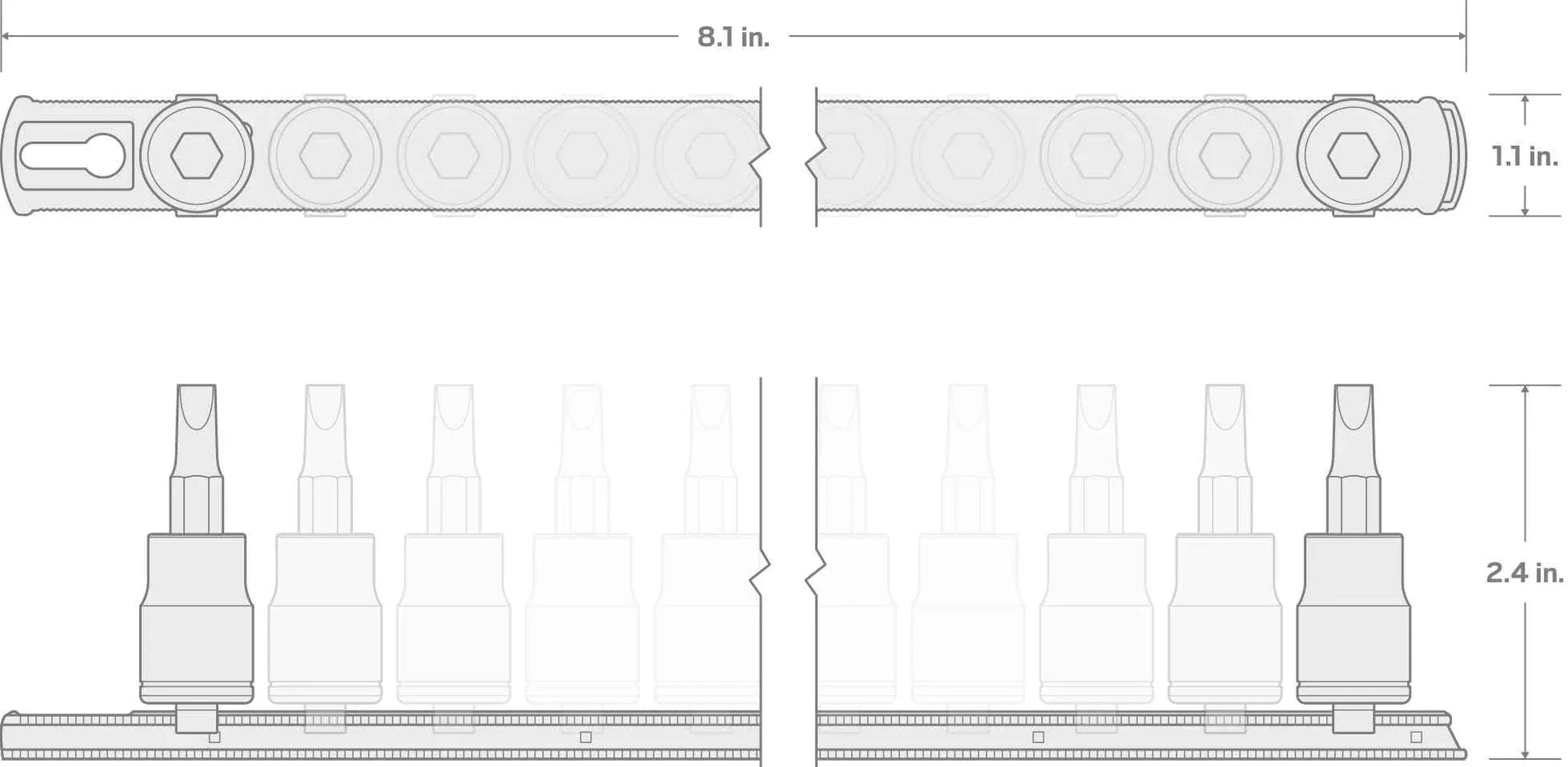 TEKTON 3/8 Inch Drive Phillips/Slotted Bit Socket Set with Rail, 8-Piece (#1-#4, 3/16-3/8 in.) | SHB91109 - Track Minded HPDE, LLC