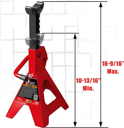 BIG RED AT42002R-3 Torin Jack Stands (1 Pair): Exceptional Use for Cars, Sedans, and Most Automobiles - 2 Ton (4,000 lb.) Capacity, Red - Track Minded HPDE, LLC