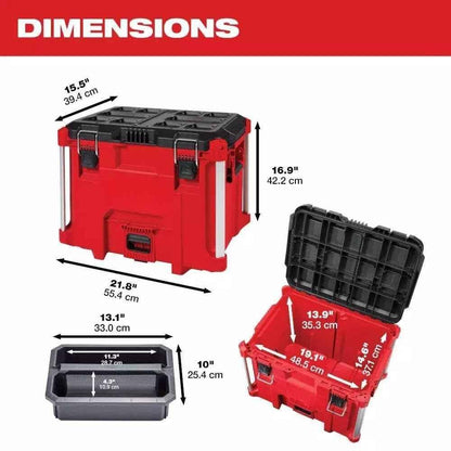 Milwaukee PACKOUT XL Heavy Duty Tool Box w/Organizer Tray 48-22-8429 Length 15.5 in Width 21.8 in Height 16.9 in - Track Minded HPDE, LLC