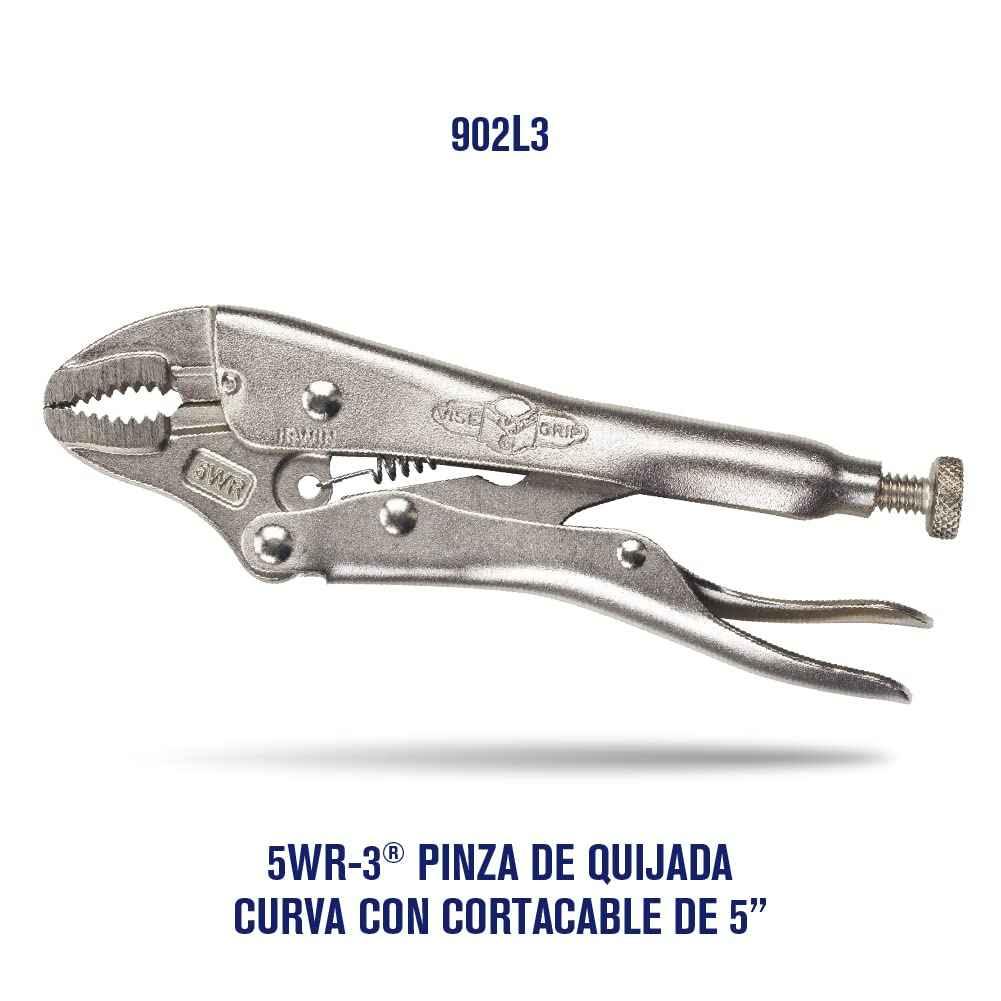 IRWIN VISE-GRIP Locking Pliers with Wire Cutter, 5-Inch, Curved Jaw (902L3) - Track Minded HPDE, LLC