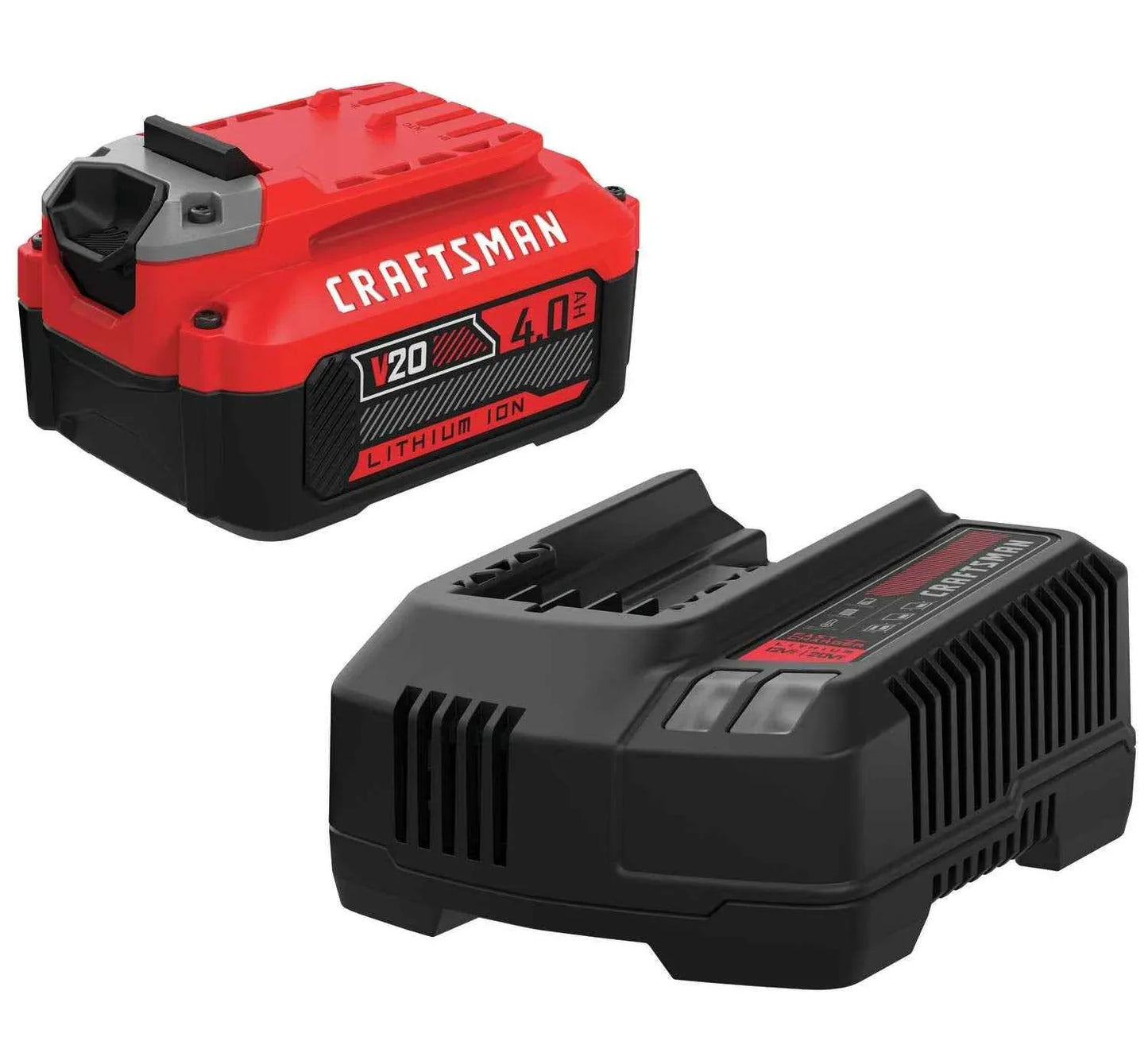 CRAFTSMAN V20 Battery and Charger, for Power Tool Kits and Outdoor Tools, 4.0 Ah, Lithium Ion Battery (CMCB204-CK) - Track Minded HPDE, LLC