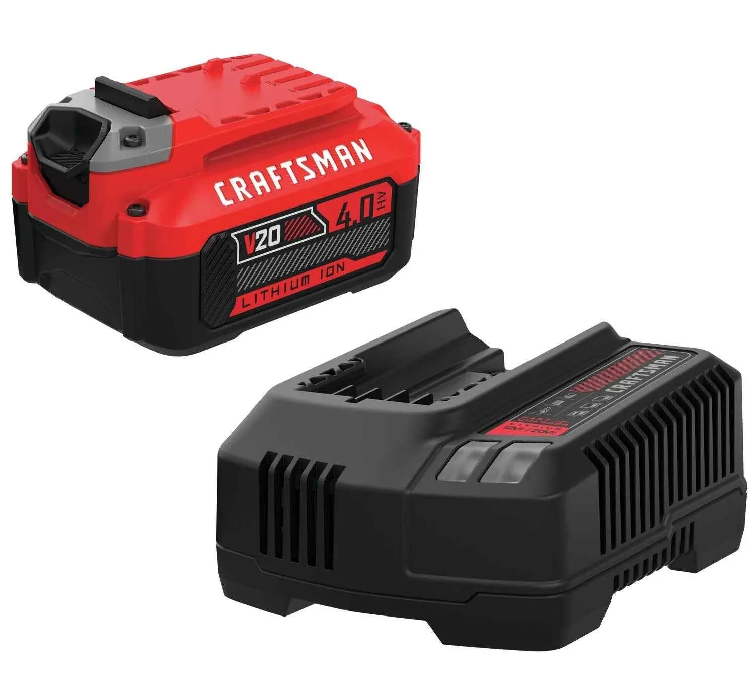CRAFTSMAN V20 Battery and Charger, for Power Tool Kits and Outdoor Tools, 4.0 Ah, Lithium Ion Battery (CMCB204-CK) - Track Minded HPDE, LLC