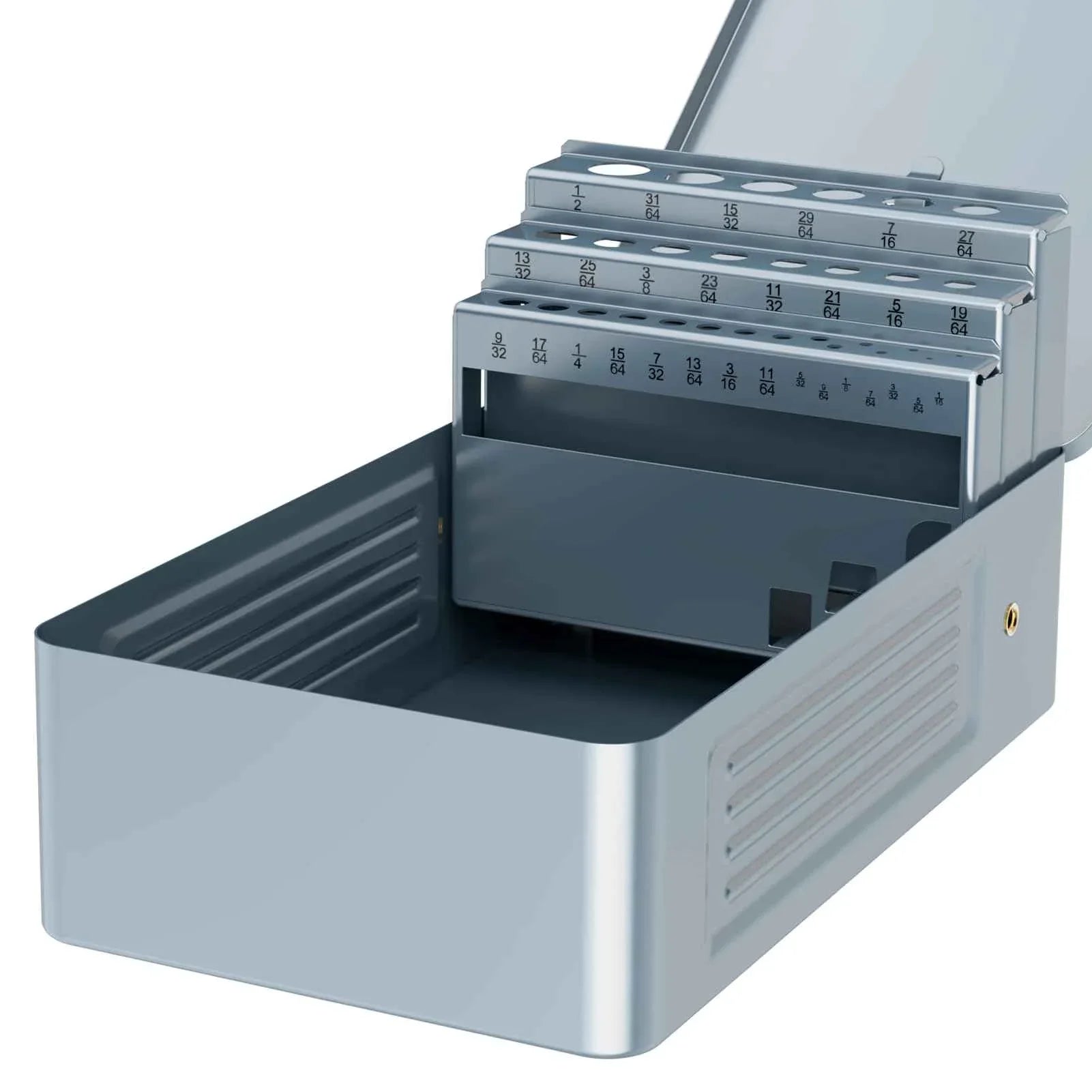 29PCS Drill Bit Index Box, Empty Metal Case (Excluding Drill Bits), 1/16"-1/2" - Track Minded HPDE, LLC