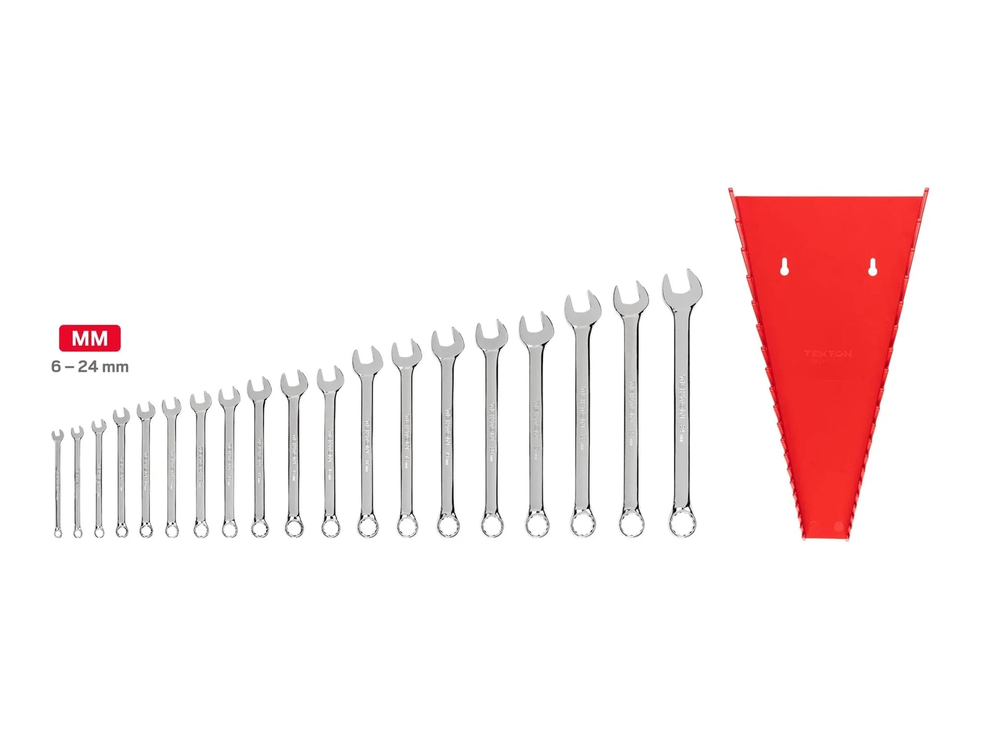 TEKTON Combination Wrench Set with Rack, 19-Piece (6-24 mm) | WCB91202 - Track Minded HPDE, LLC