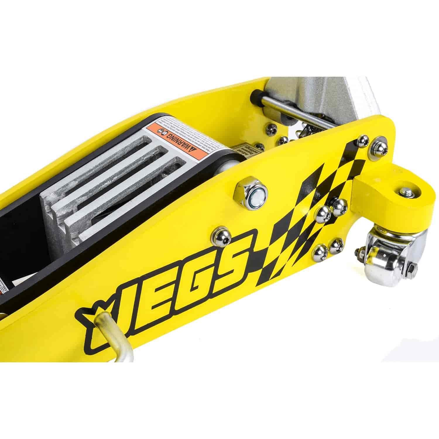 JEGS Professional Low-Profile 3-Ton Aluminum Floor Jack | 3 ½ Inch Minimum Saddle Height | Lightweight Construction | 360 Degree Rotating Saddle - Track Minded HPDE, LLC